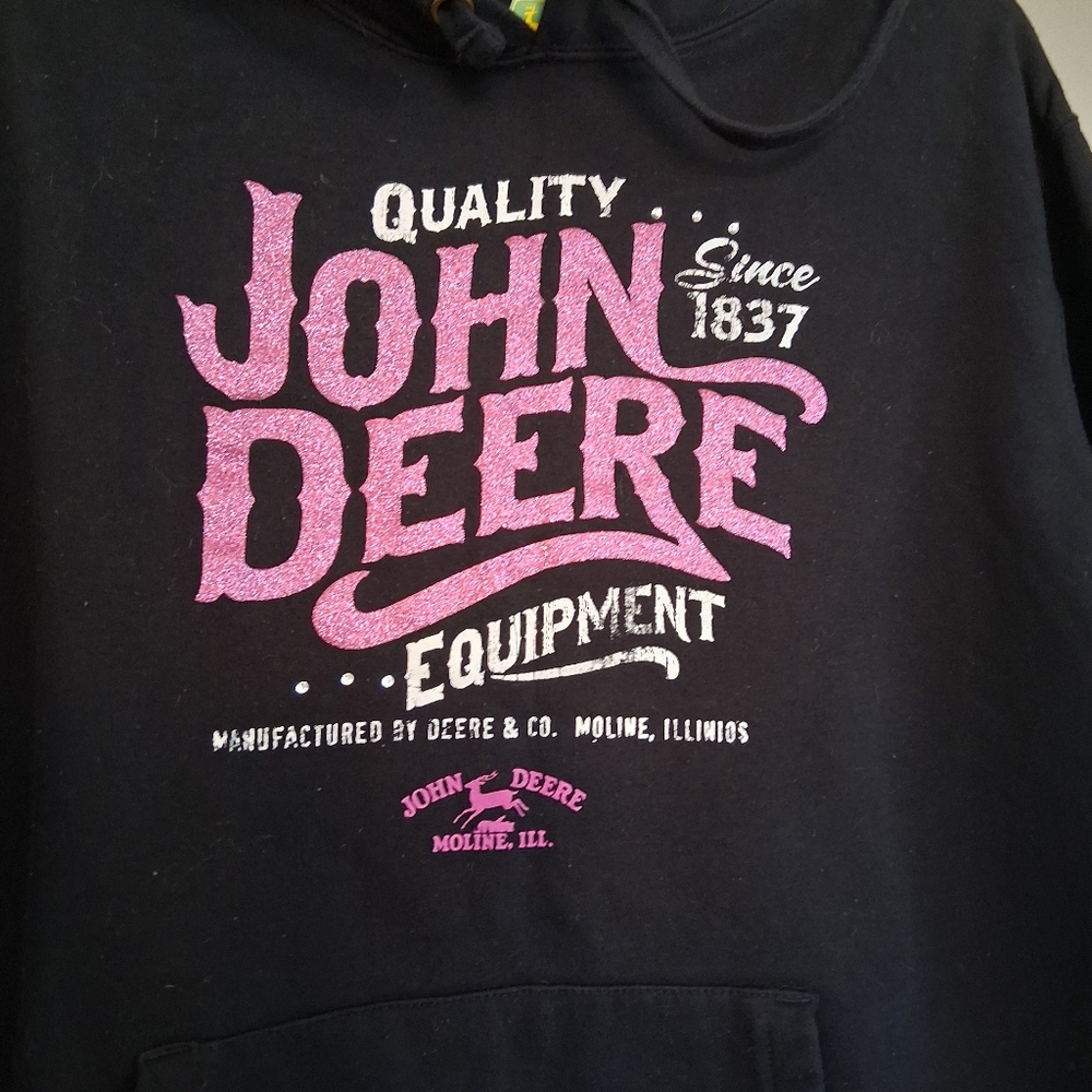 Vintage John Deere Sweatshirt Hoodie Ladies Large - Picture 2 of 6